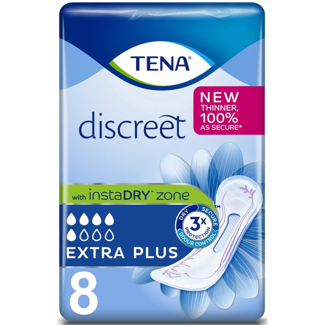 TENA Discreet Extra Plus Incontinence Pads   8 per pack