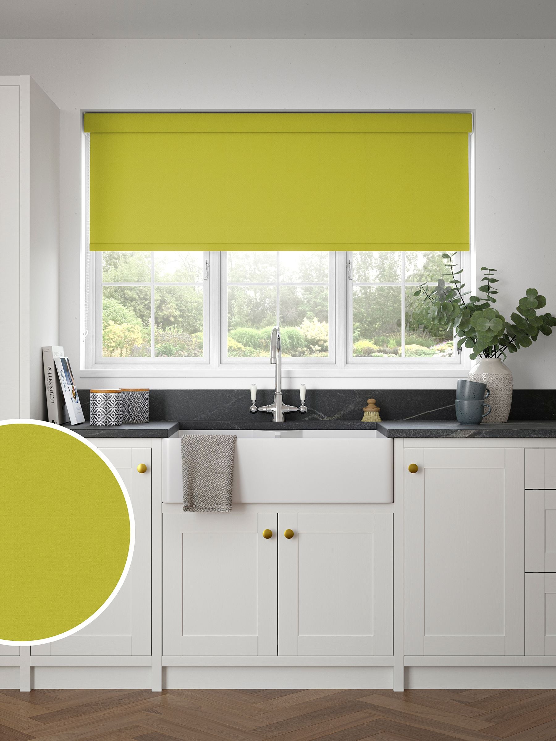 Next Zest Green Echo blackout roller blind cream, UK version