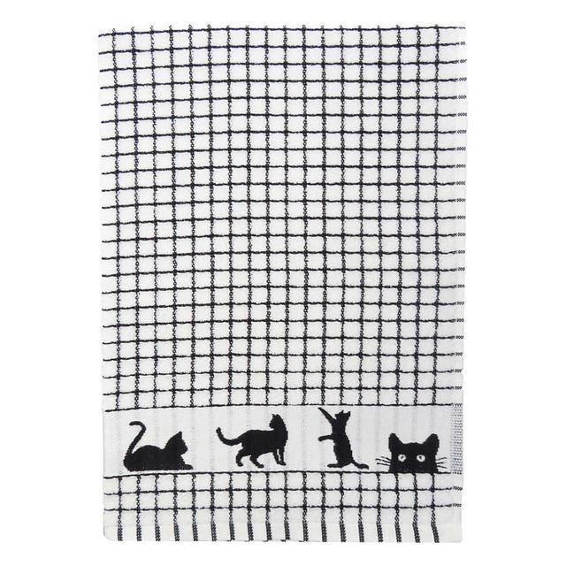 Poli-dri Jacquard Black Cat Tea Towel GOODS M&S   