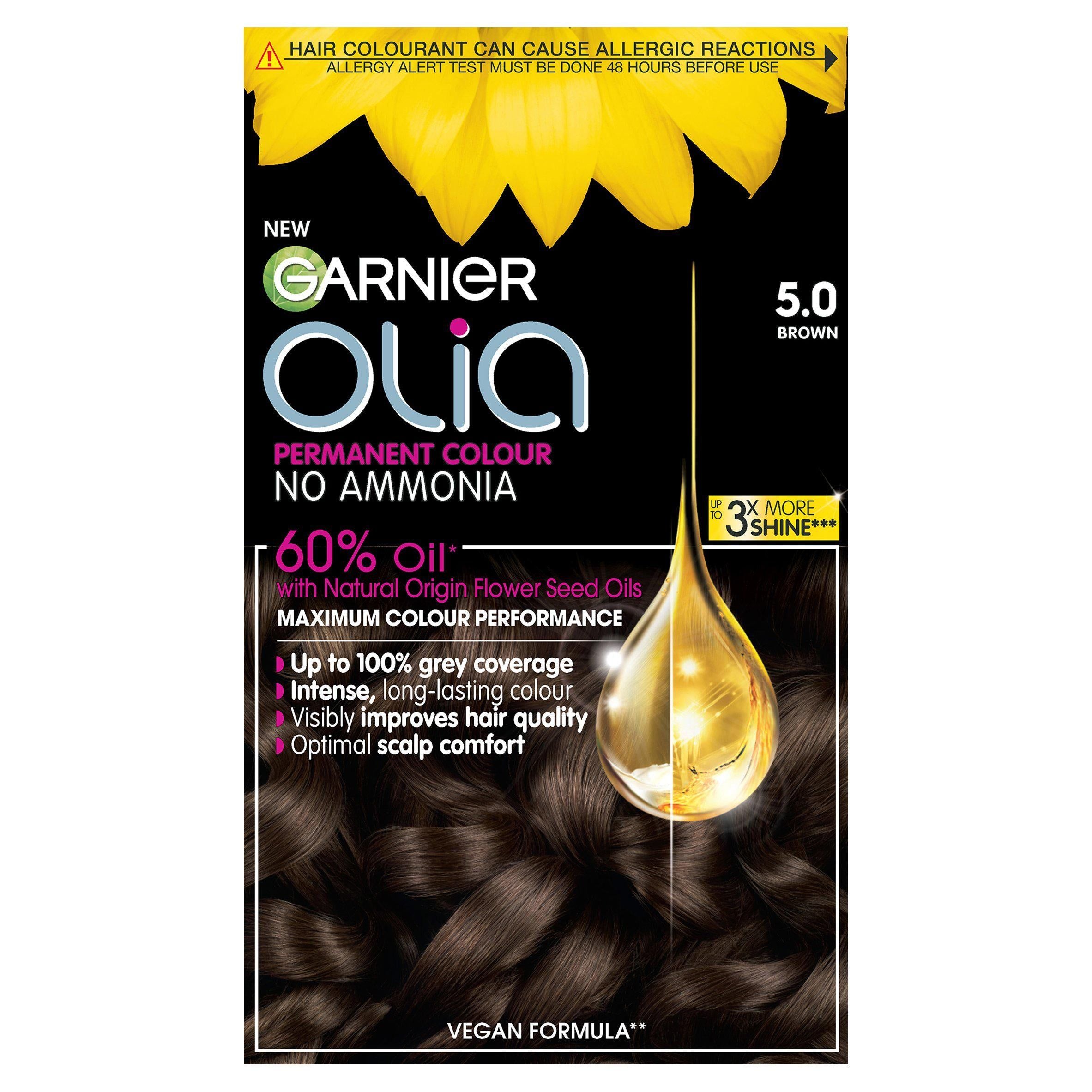 Garnier Olia Permanent No Ammonia Hair Dye Brown 5.0 Brunette Sainsburys   