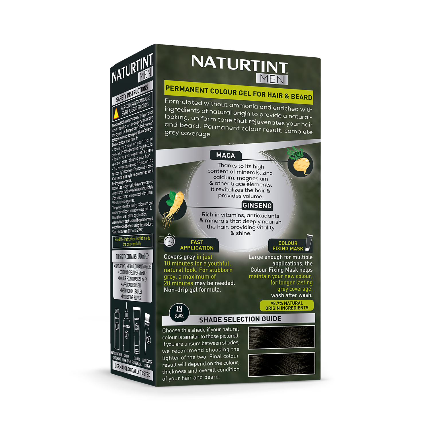 Naturtint Men hair colour gel 1N Black 170ml, imported from the UK