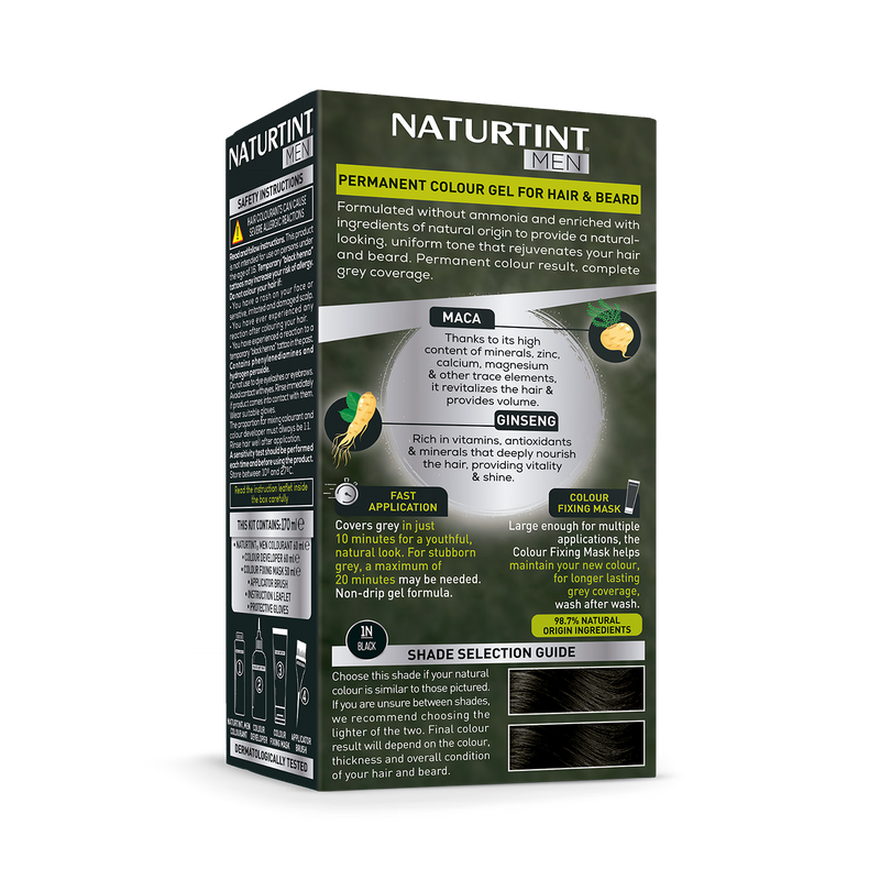 Naturtint Men hair colour gel 1N Black 170ml, imported from the UK