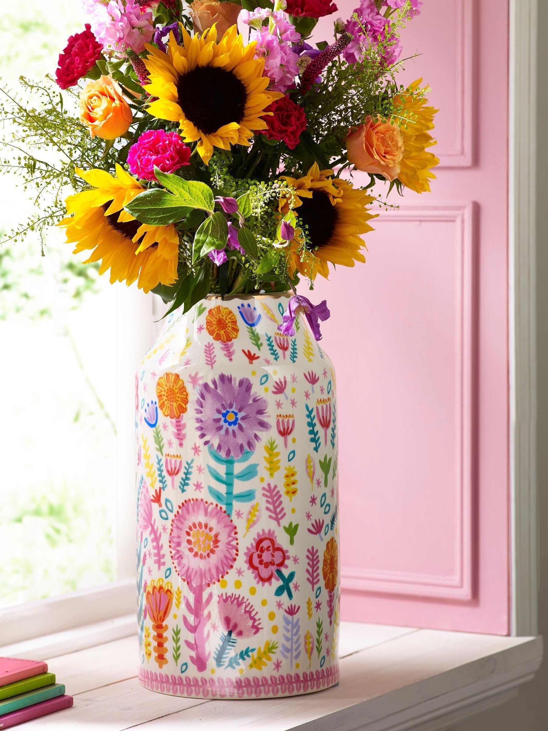 Lucy Tiffney multi floral large vase, UK version