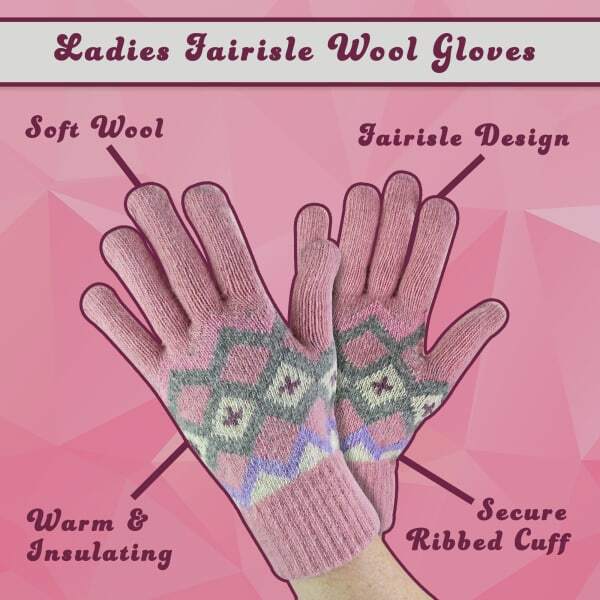 Sock Snob ladies fairisle wool gloves - British product