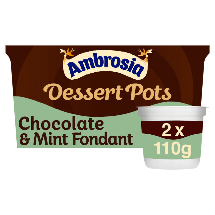 Ambrosia Dessert Pots Belgian Chocolate & Mint Fondant Sauce 2 x 110g (220g) GOODS ASDA   