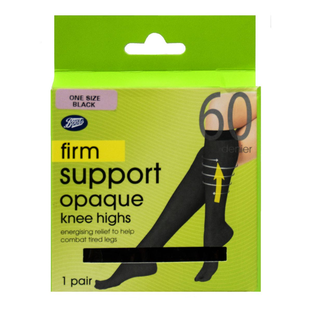 Boots Firm Support 60 Denier Opaque Knee Highs 1 pair pack Black One Size