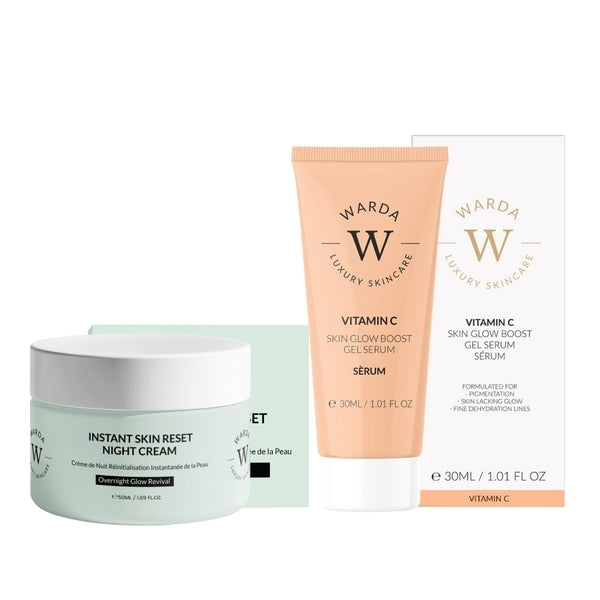 Warda Glow Repair Essentials skincare duo, imported from the UK