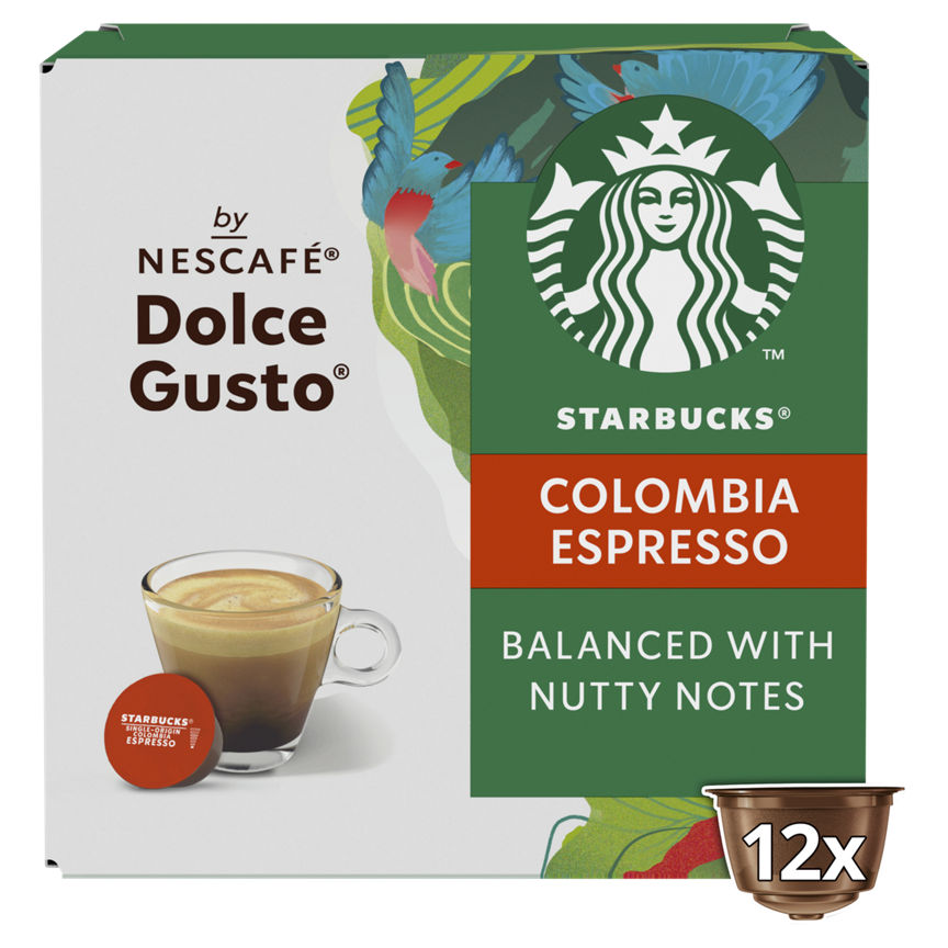 Starbucks by Nescafe Dolce Gusto Single Origin Colombia Medium Roast Espresso Coffee Pods 12 Capsules GOODS ASDA   