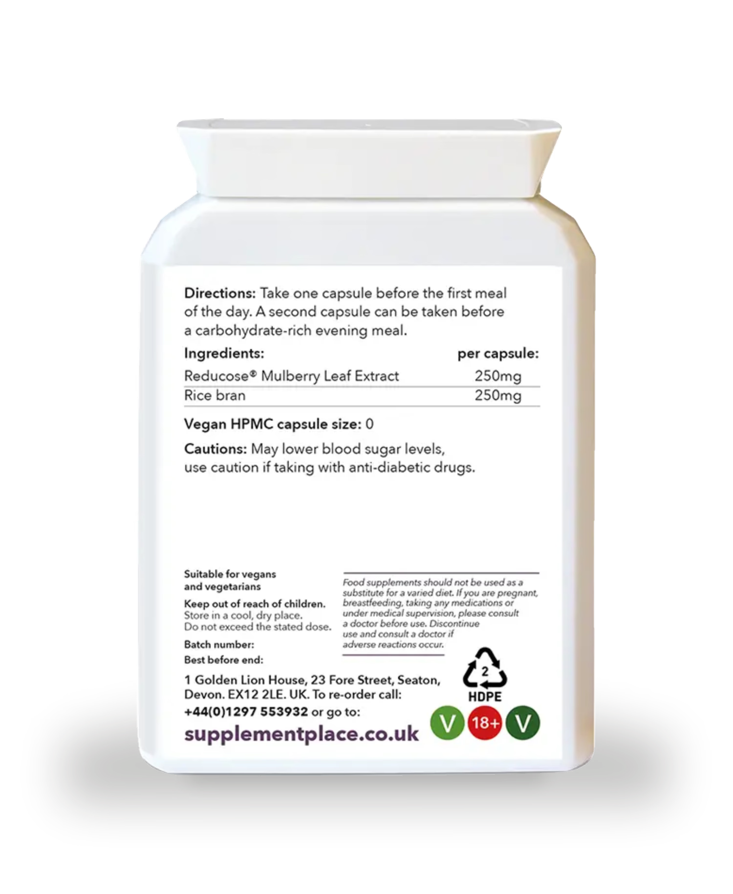 Supplement Place Mulberry Leaf Extract 250mg 30 capsules, imported from the UK