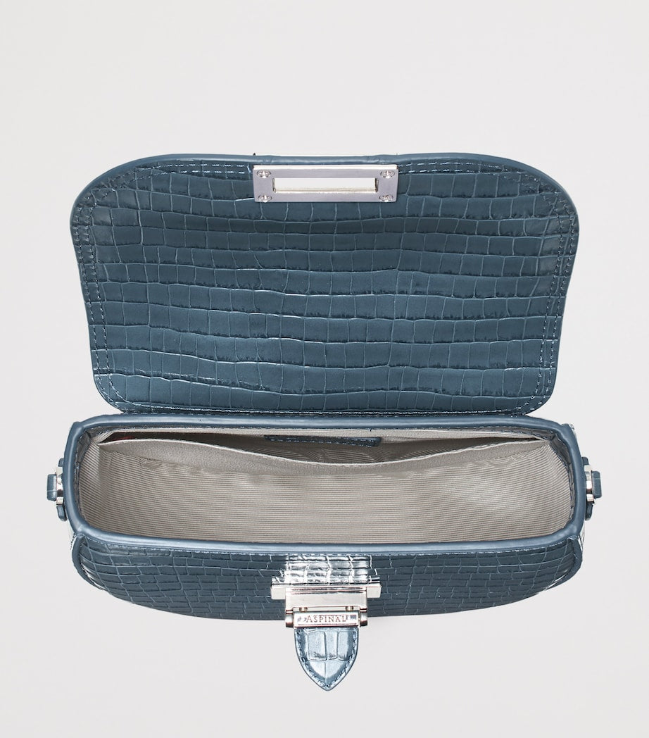Aspinal of London Portobello Cross-Body-Tasche aus Leder mit Krokodilprägung, importiert aus dem Vereinigten Königreich