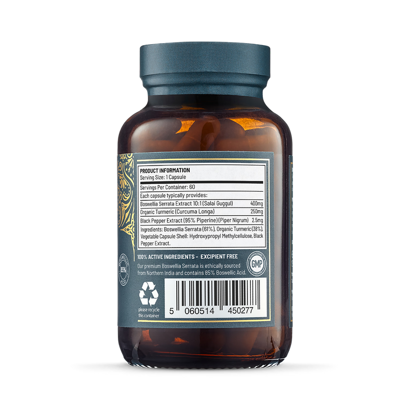 Ayurvediq Boswellia Serrata with turmeric and black pepper, imported from the UK