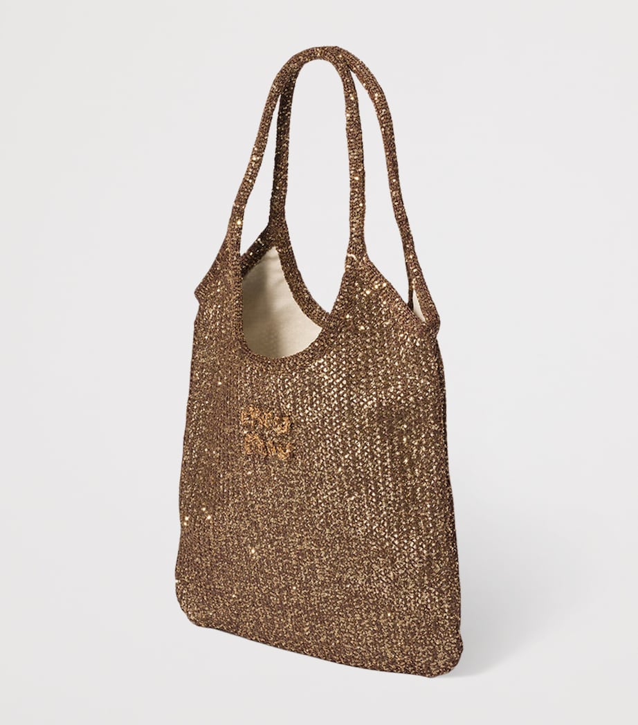 حقيبة يد Miu Miu Mesh-Sequin Ivy بارتفاع 40 سم - منتج بريطاني