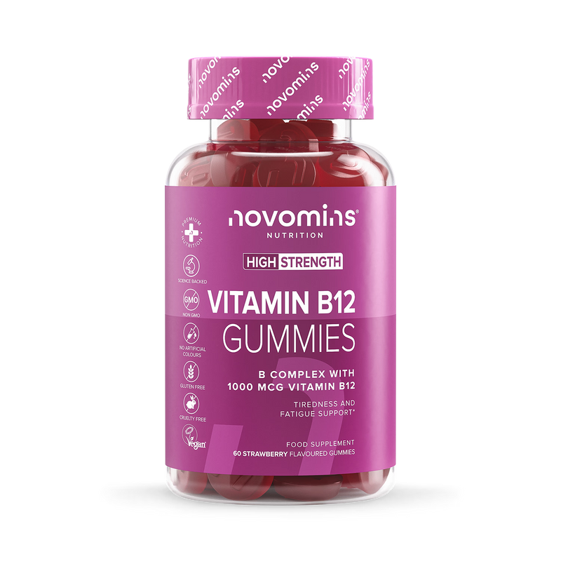 Novomins B12 strawberry flavour gummies 60 count (British brand)
