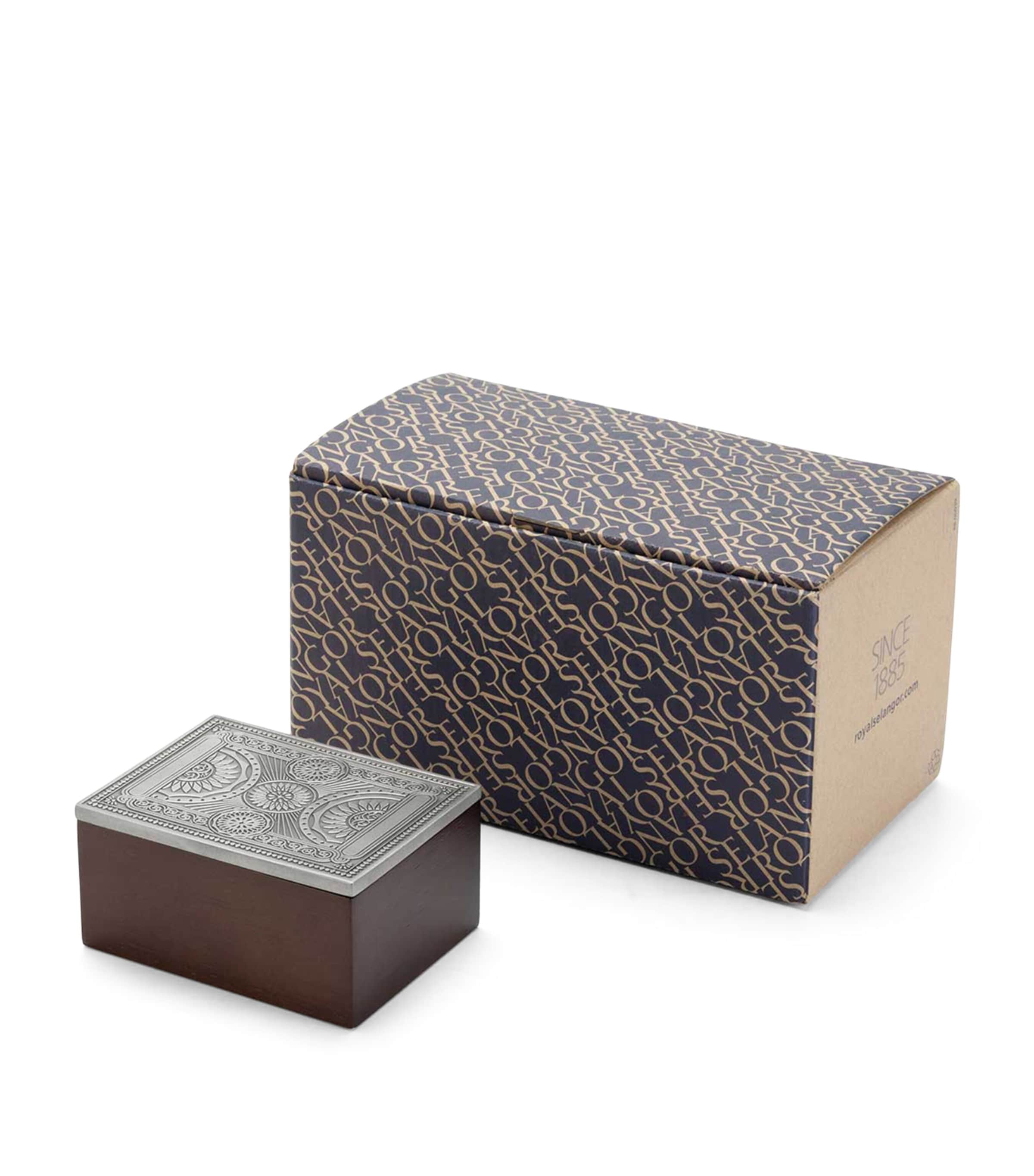 Royal Selangor Ace playing card box rubberwood and pewter, UK version