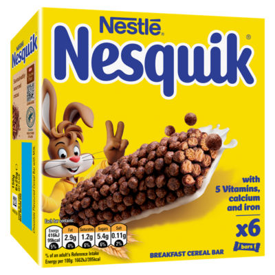 Nestlé Nesquik chocolate breakfast cereal bars multipack 150g, UK version