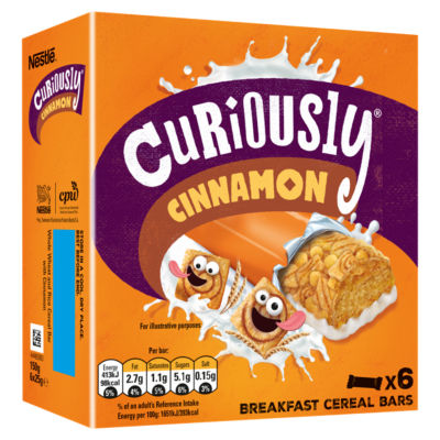 Nestlé Curiously Cinnamon breakfast cereal bars multipack 6x25g - British product