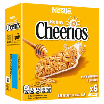 Nestle Cheerios honey breakfast cereal bars 6x22g, imported from the UK