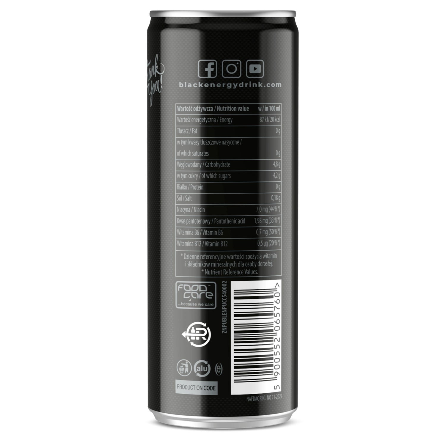 Black Original energy drink 250ml - British product
