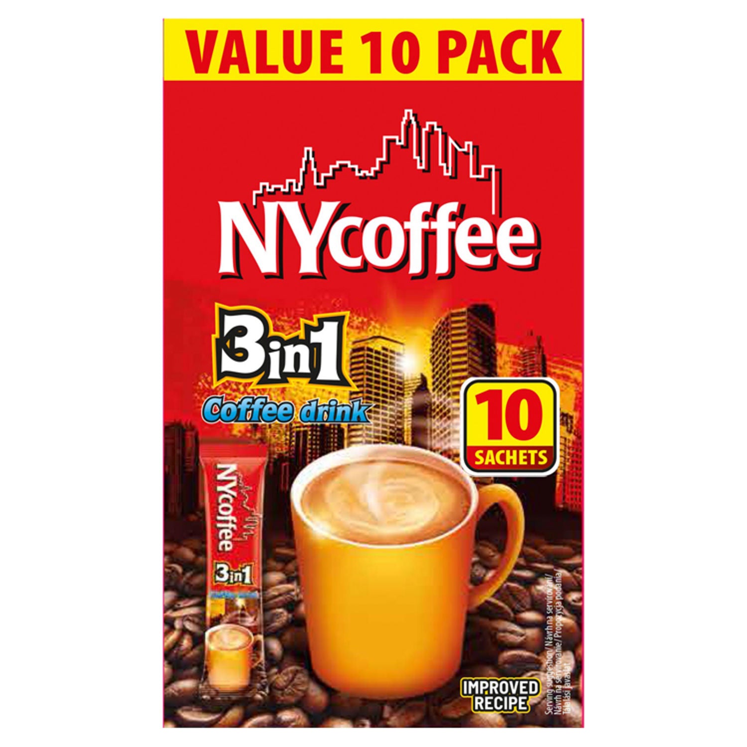 NYCoffee 3 in 1 coffee drink 10x14g, imported from the UK