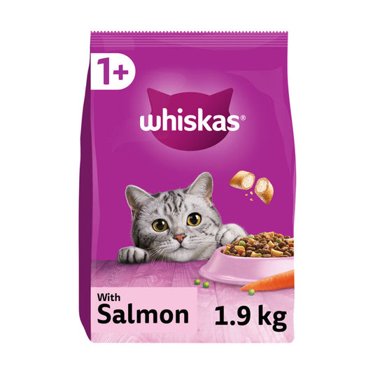 Whiskas Adult Complete Dry Cat Food Biscuits Salmon GOODS ASDA   