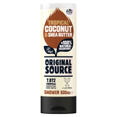 Original Source coconut shea shower gel 500ml, imported from the UK
