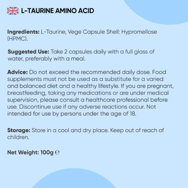 WeightWorld L Taurine 1000mg supplement 180 vegan capsules, UK version