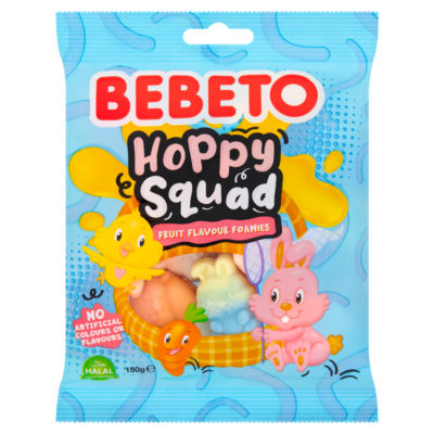 Bebeto Hoppy Squad fruit flavour foamies 150g - British product