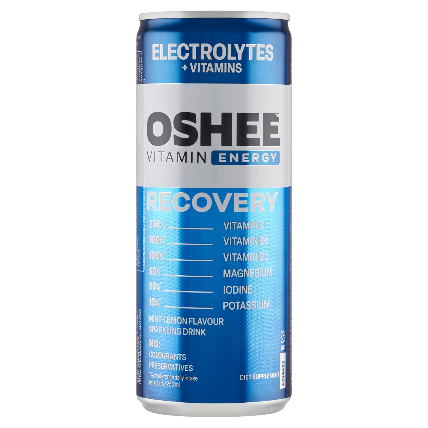 Oshee Vitamin Energy Recovery mint-lemon sparkling drink 250ml (British brand)