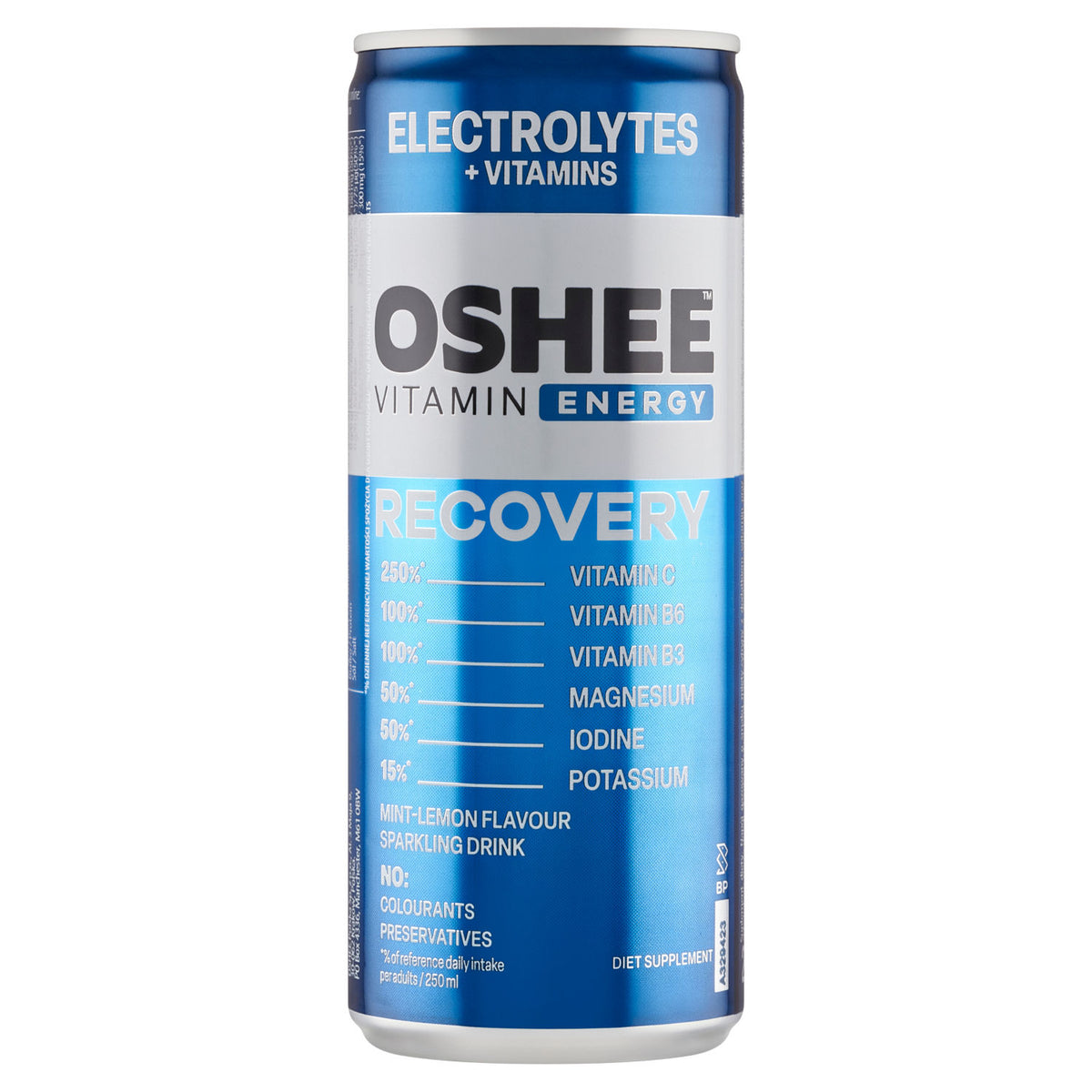 Oshee Vitamin Energy Recovery mint-lemon sparkling drink 250ml (British brand)