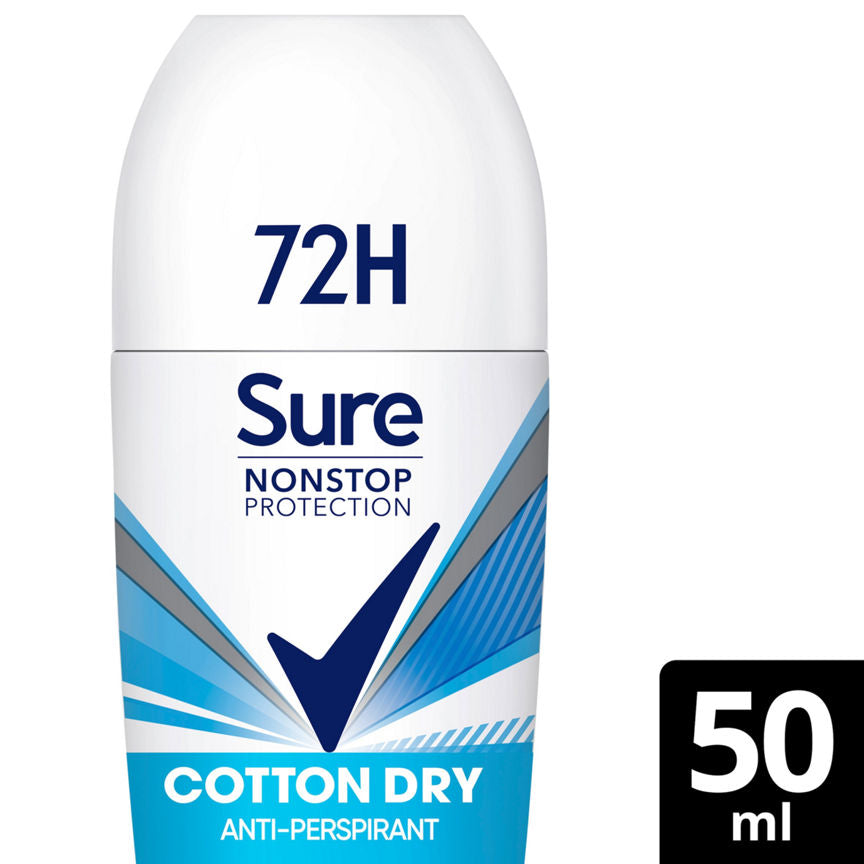 Sure Women Antiperspirant Deodorant Roll On Nonstop Cotton Dry