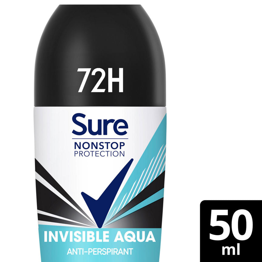 Sure Women Antiperspirant Deodorant Roll On Nonstop Invisible Aqua