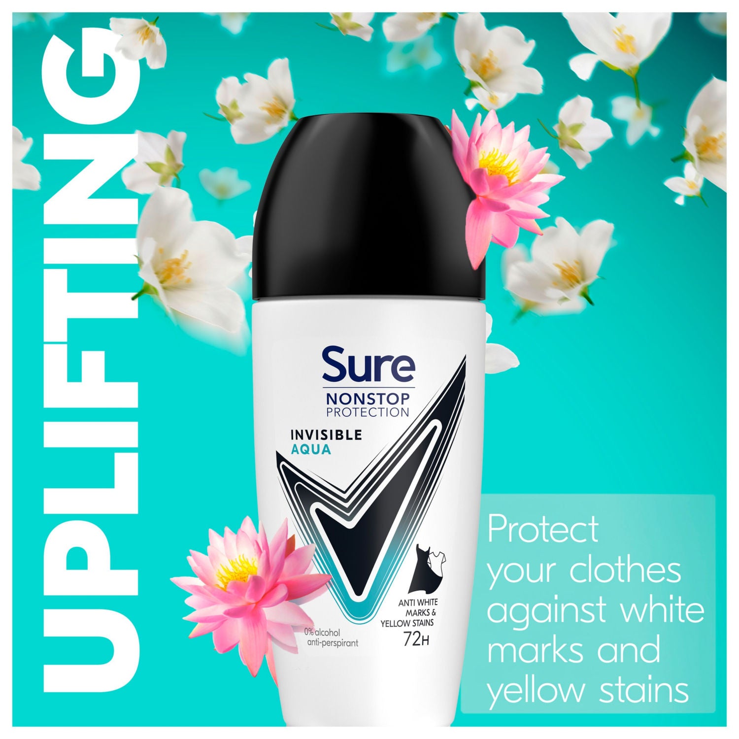 Sure anti-perspirant roll-on deodorant Invisible Aqua 50ml (British brand)