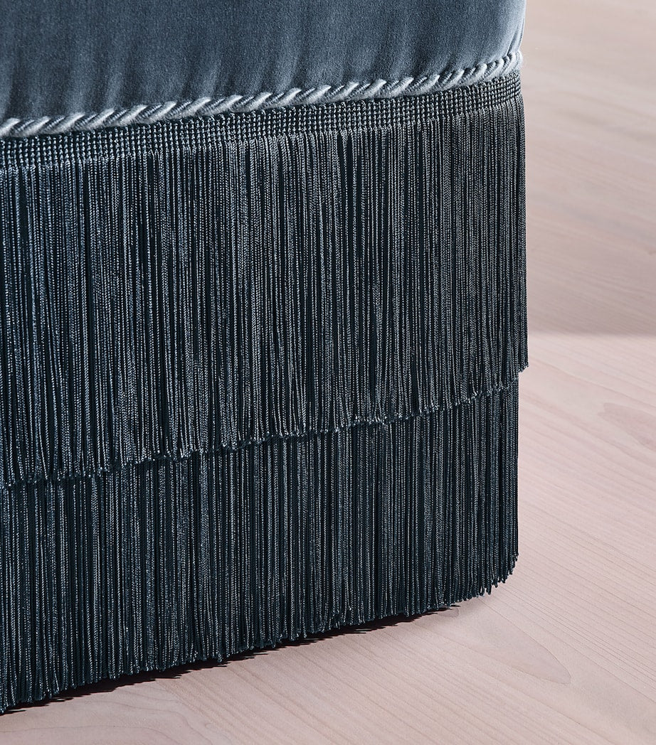 Soho Home velvet Marta footstool, imported from the UK