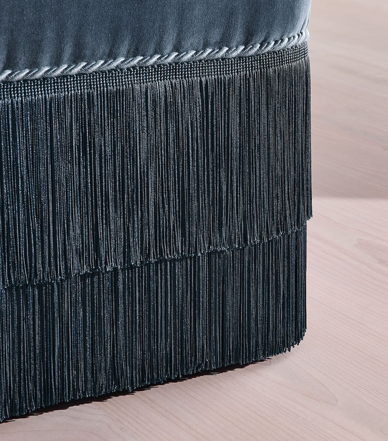 Soho Home velvet Marta footstool, imported from the UK