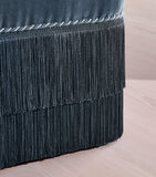 Soho Home velvet Marta footstool, imported from the UK