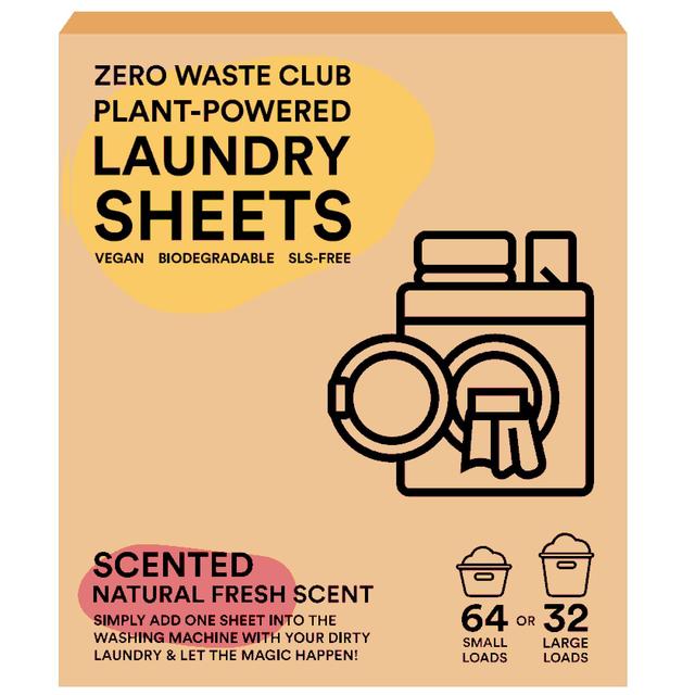 Zero Waste Club Detergent Sheets Plastic Free - Scented   64 per pack