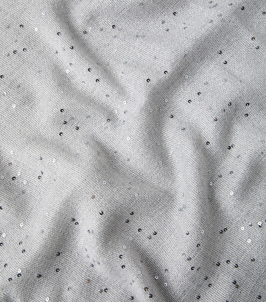 Brunello Cucinelli cashmere silk diamond yarn sequin scarf, imported from the UK