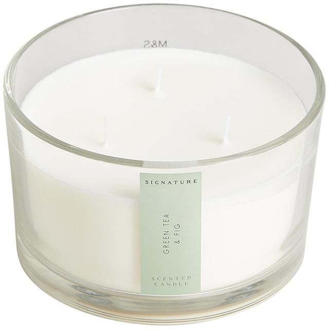 M&S Signature Green Tea & Fig 3 Wick Candle GOODS M&S   