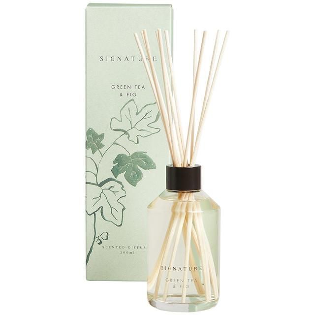 M&S Signature Green Tea & Fig 200ml Diffuser 'One Size Dark Green Mix