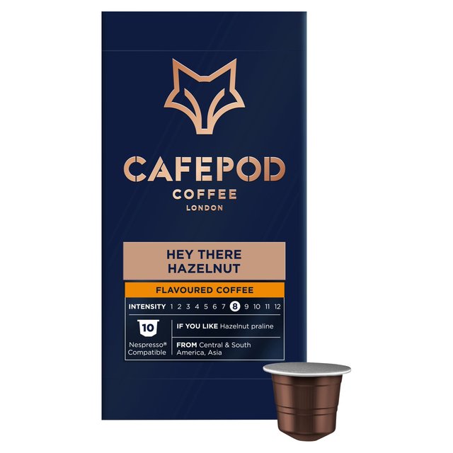 CafePod Hey There Hazelnut Nespresso Compatible Aluminium Coffee Pods   10 per pack