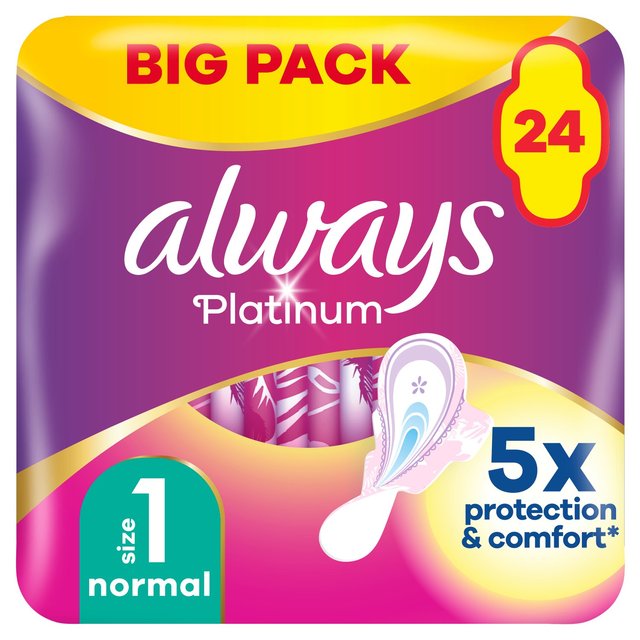 Always Platinum Normal Sanitary Towels Wings Size 1   24 per pack