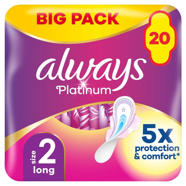 Always Platinum Long Sanitary Towels Wings Size 2   20 per pack GOODS M&S   