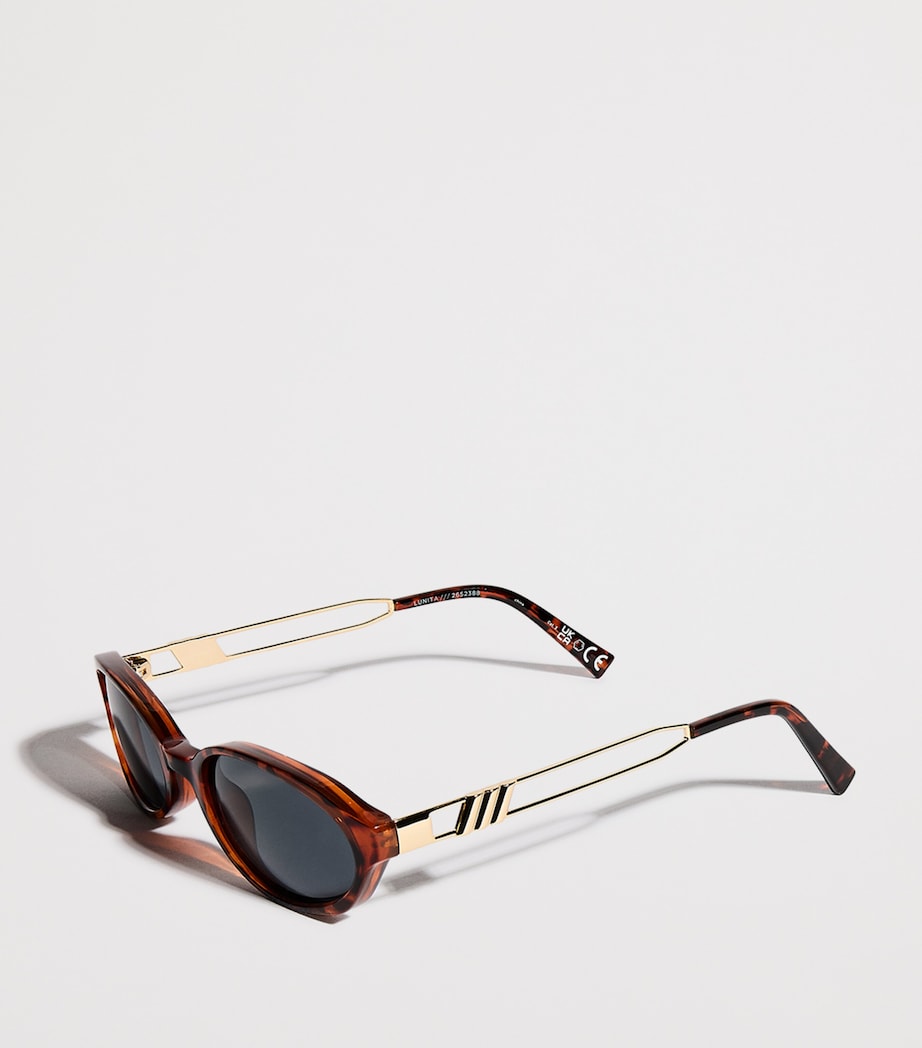 Le Specs Lunita ovale Sonnenbrille dunkles Schildpatt - Britisches Produkt