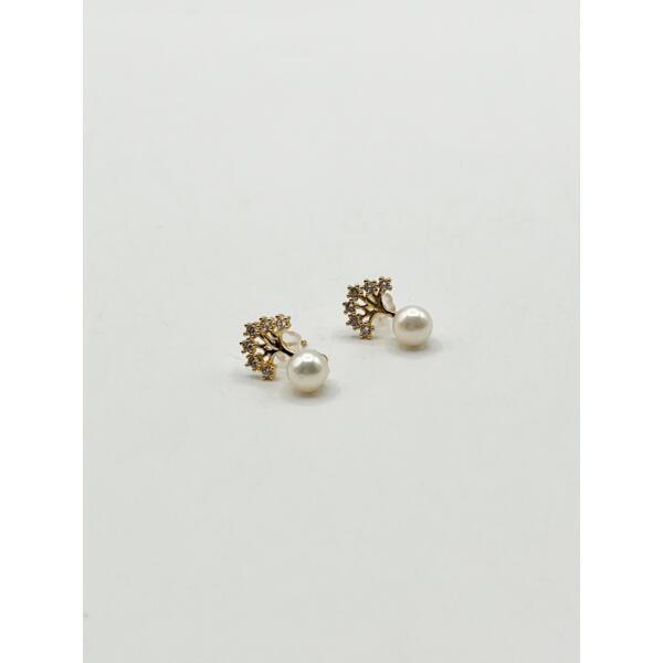SVNX pearl stud earring diamante tree gold, imported from the UK