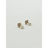 SVNX pearl stud earring diamante tree gold, imported from the UK