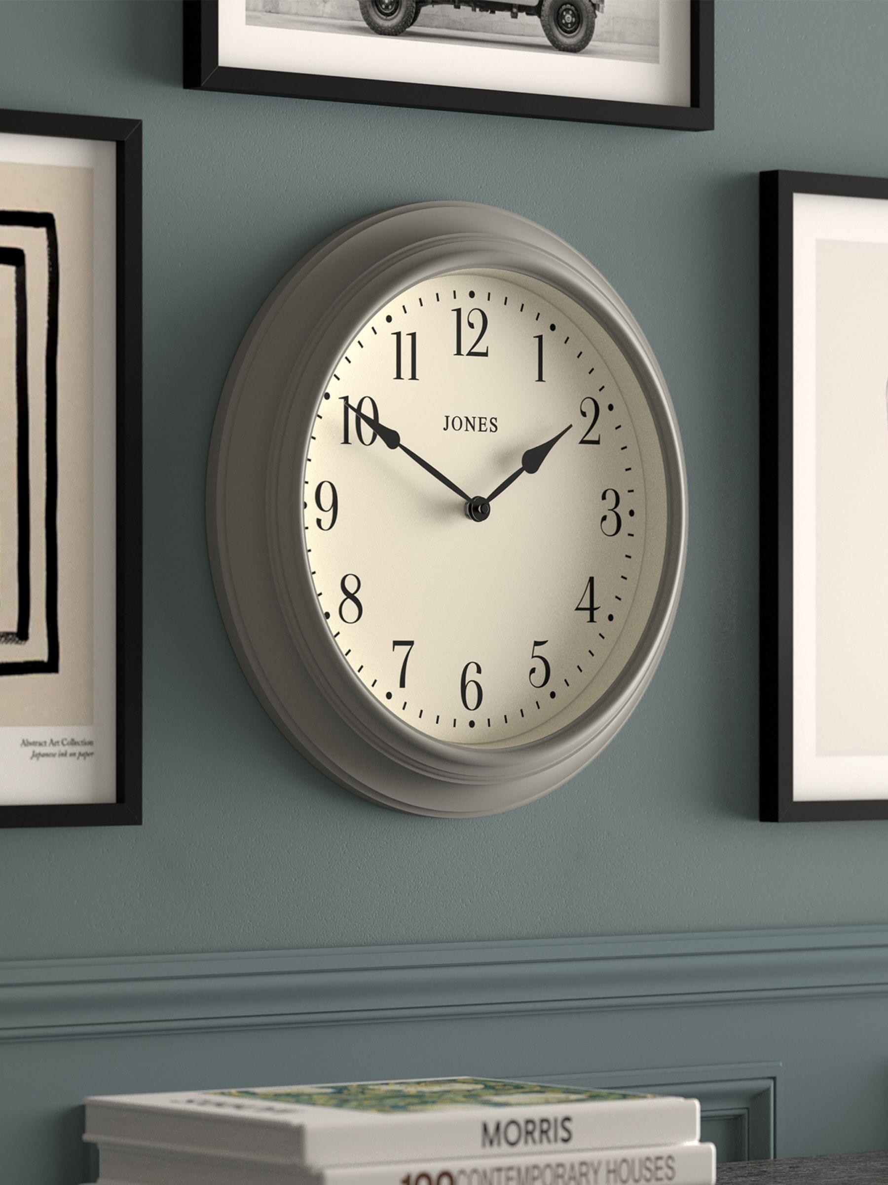 Jones Clocks grey classic wall clock, UK version