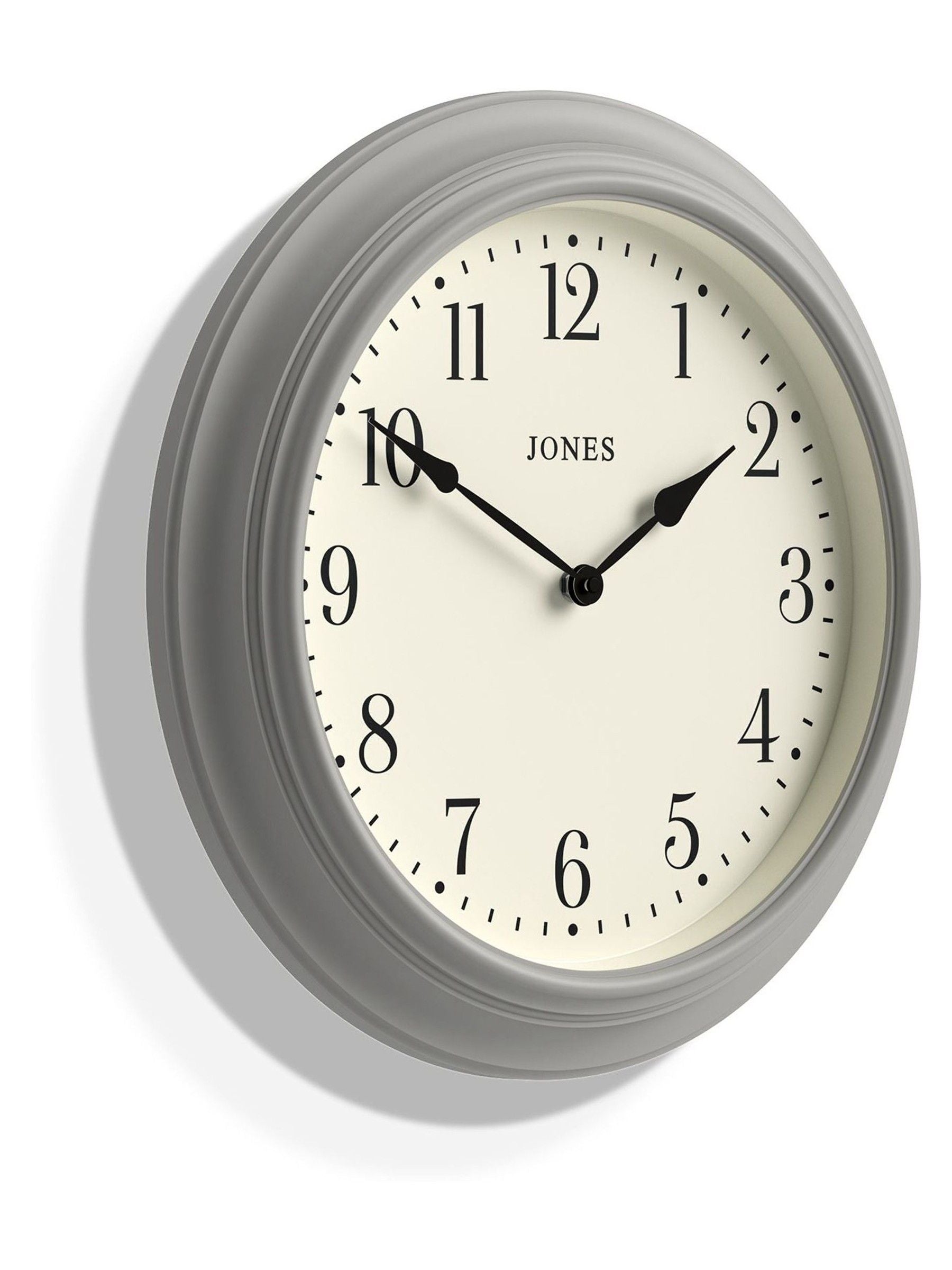 Jones Clocks grey classic wall clock, UK version