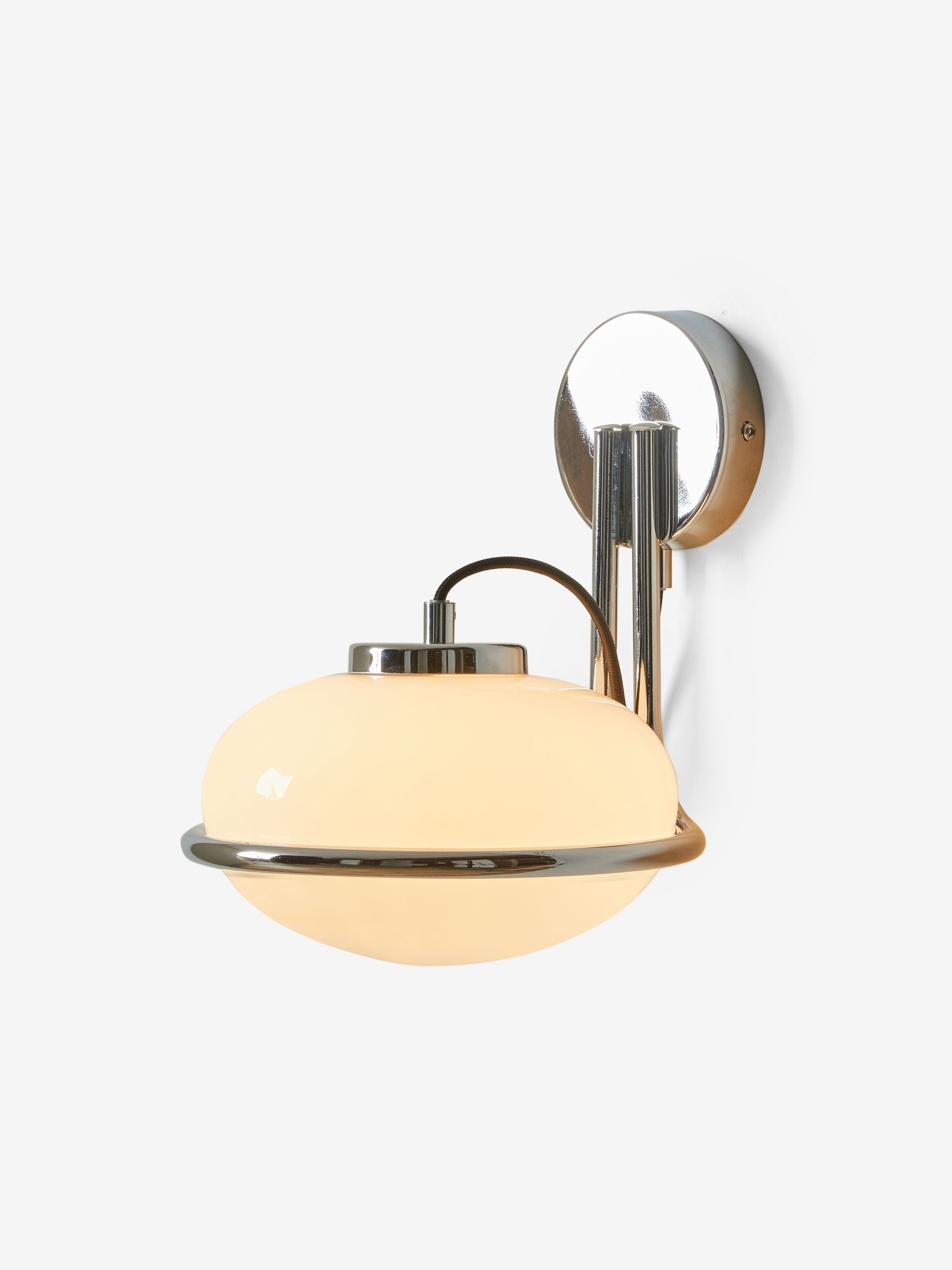 MADE.COM Chrome Piper wall light with soft glass globe, UK version