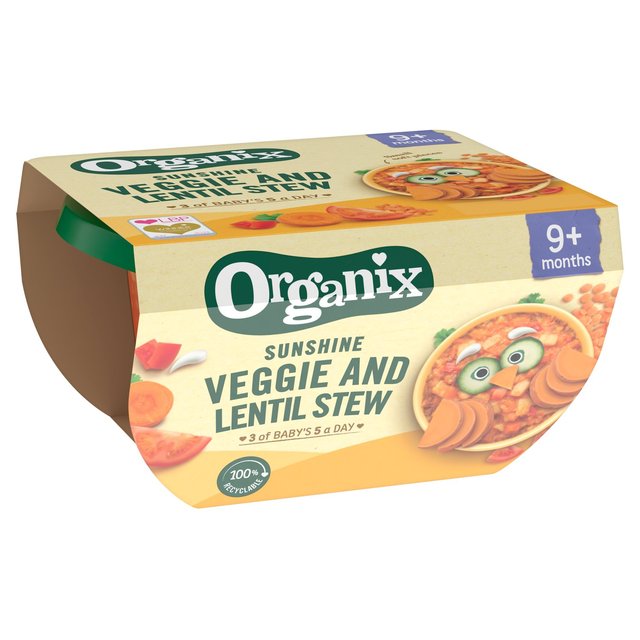 Organix Sunshine Veggie & Lentil Stew Baby Food 9 months   190g GOODS M&S   