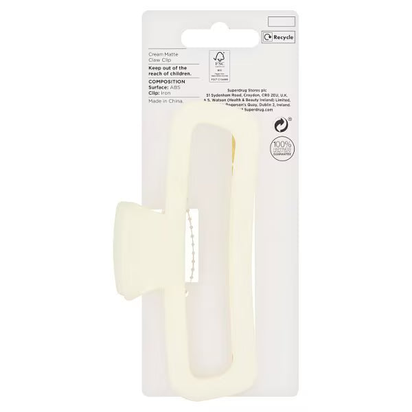 Studio London white matte claw clip hair accessory (British brand)